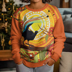 Australia Superb Lyrebird Kid Ugly Christmas Sweater Aboriginal Art