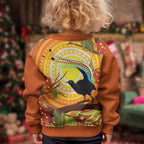 Australia Superb Lyrebird Kid Ugly Christmas Sweater Aboriginal Art