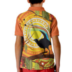 Australia Superb Lyrebird Kid Polo Shirt Aboriginal Art