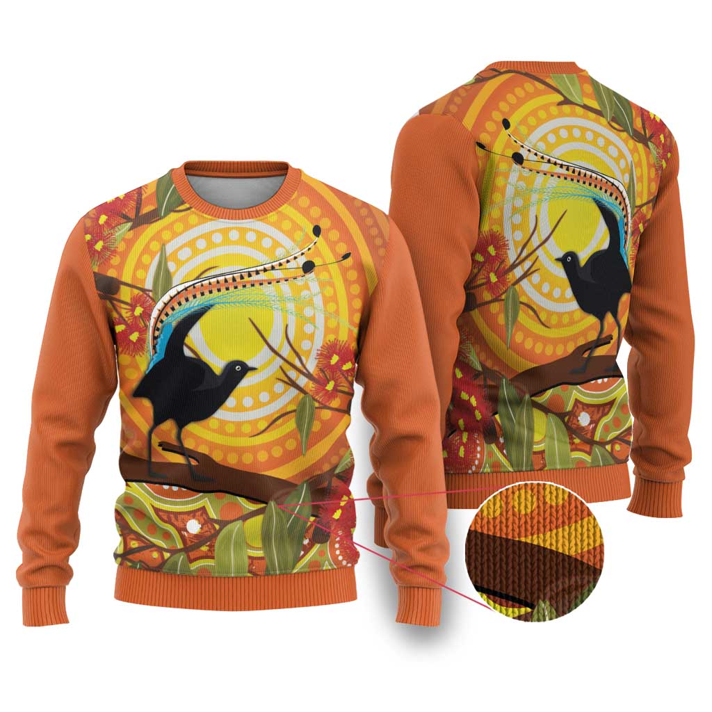 Australia Superb Lyrebird Ugly Christmas Sweater Aboriginal Art