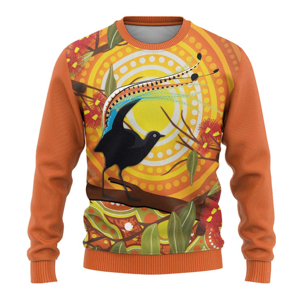 Australia Superb Lyrebird Ugly Christmas Sweater Aboriginal Art