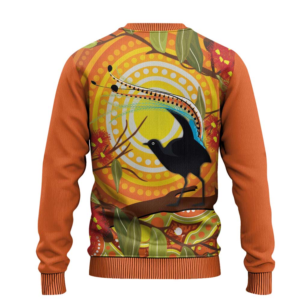 Australia Superb Lyrebird Ugly Christmas Sweater Aboriginal Art