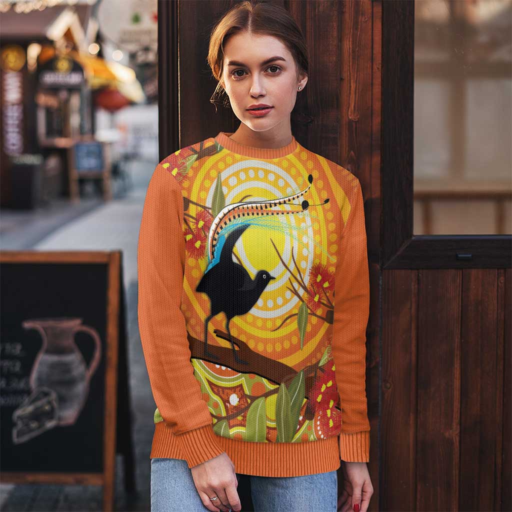 Australia Superb Lyrebird Ugly Christmas Sweater Aboriginal Art