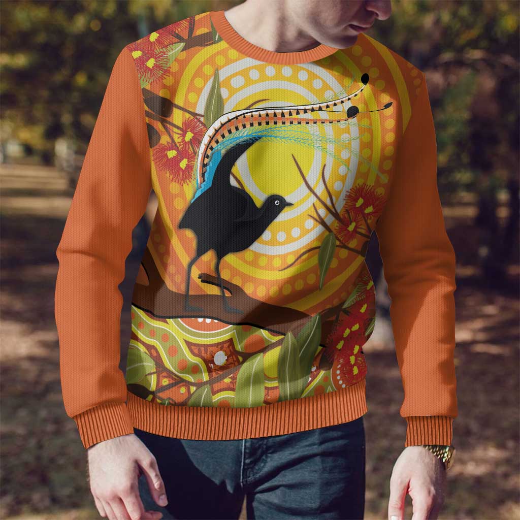 Australia Superb Lyrebird Ugly Christmas Sweater Aboriginal Art
