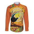 Australia Superb Lyrebird Long Sleeve Button Shirt Aboriginal Art