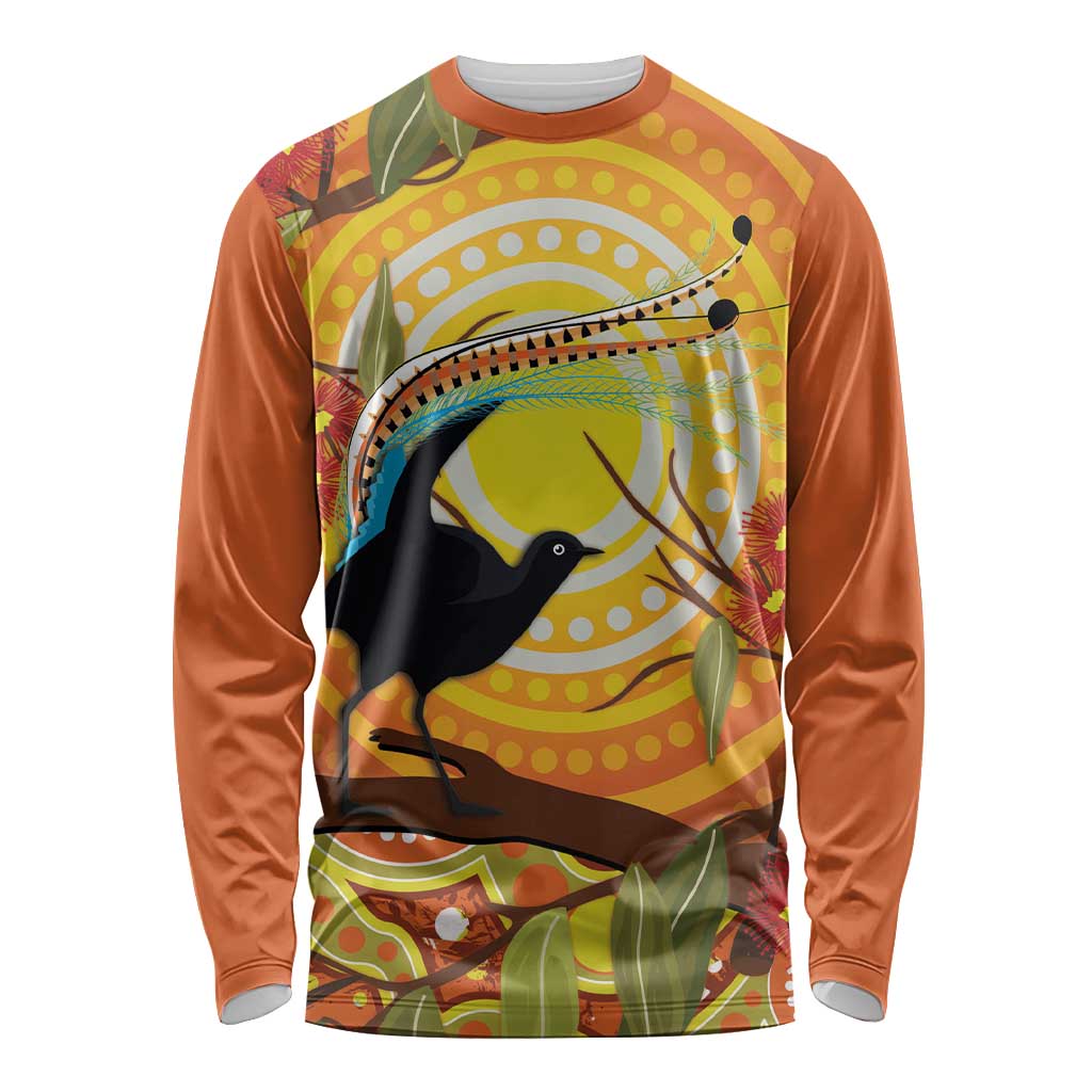 Australia Superb Lyrebird Long Sleeve Shirt Aboriginal Art