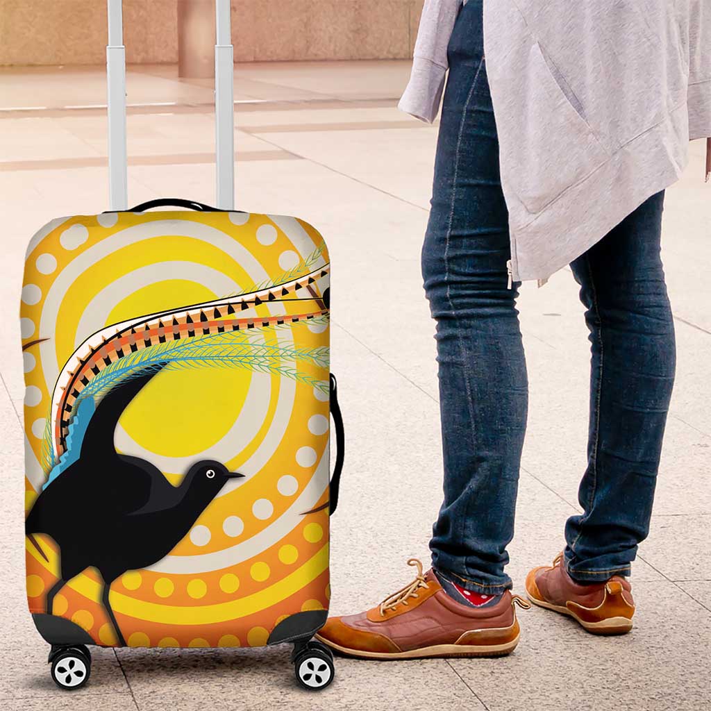 Australia Superb Lyrebird Luggage Cover Aboriginal Art