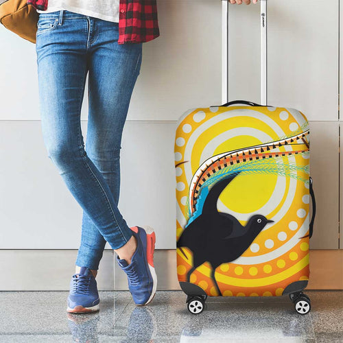 Australia Superb Lyrebird Luggage Cover Aboriginal Art