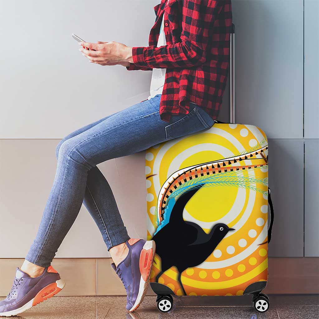 Australia Superb Lyrebird Luggage Cover Aboriginal Art