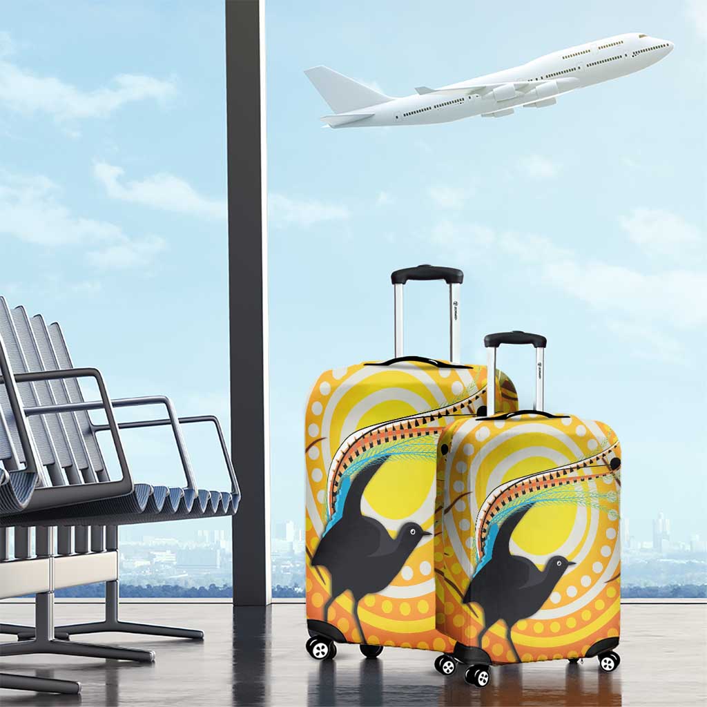 Australia Superb Lyrebird Luggage Cover Aboriginal Art