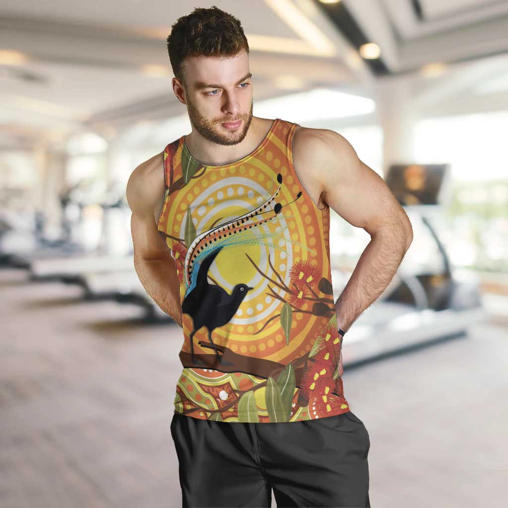 Australia Superb Lyrebird Men Tank Top Aboriginal Art