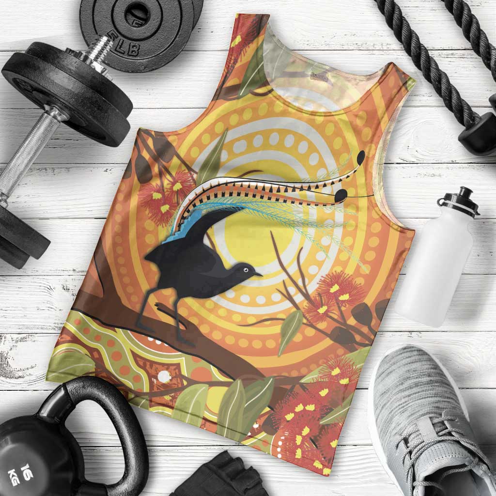 Australia Superb Lyrebird Men Tank Top Aboriginal Art