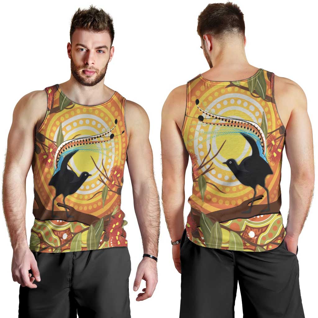 Australia Superb Lyrebird Men Tank Top Aboriginal Art