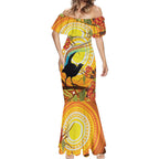 Australia Superb Lyrebird Mermaid Dress Aboriginal Art