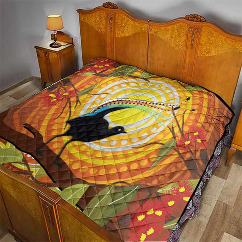 Australia Superb Lyrebird Quilt Aboriginal Art