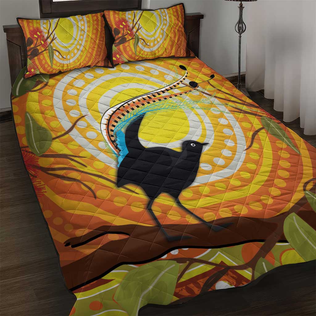 Australia Superb Lyrebird Quilt Bed Set Aboriginal Art