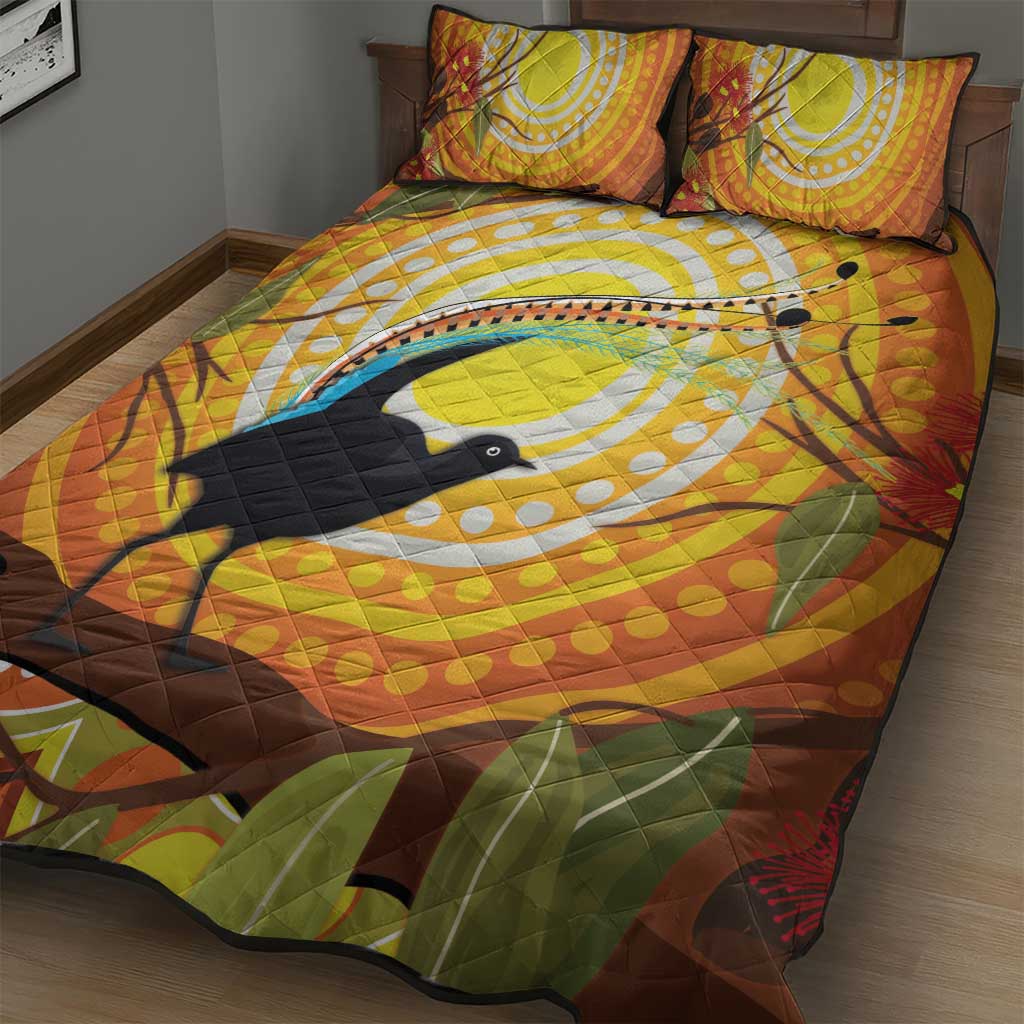 Australia Superb Lyrebird Quilt Bed Set Aboriginal Art