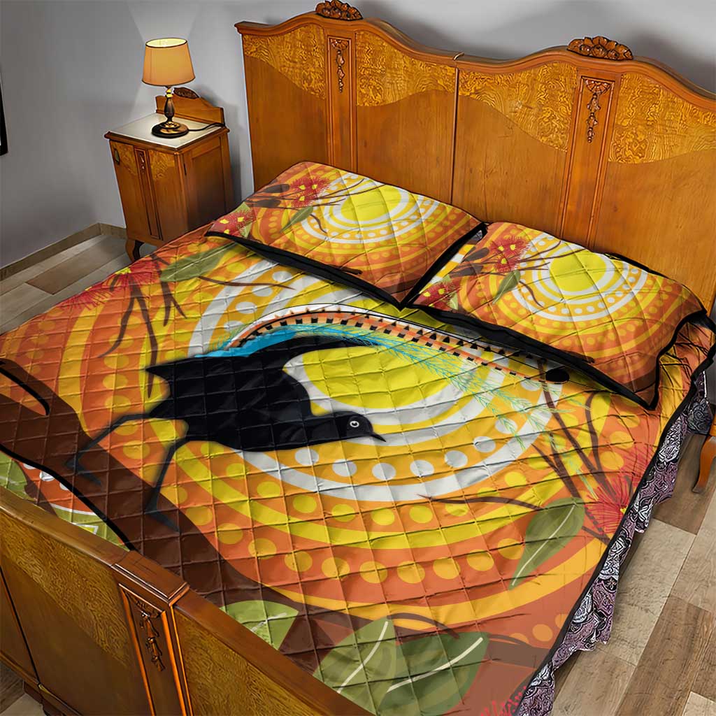 Australia Superb Lyrebird Quilt Bed Set Aboriginal Art