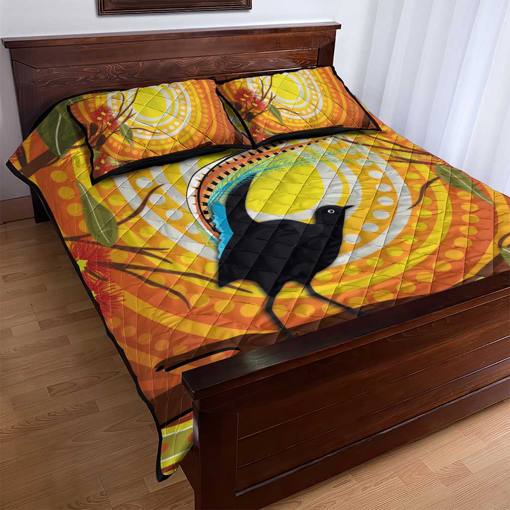 Australia Superb Lyrebird Quilt Bed Set Aboriginal Art