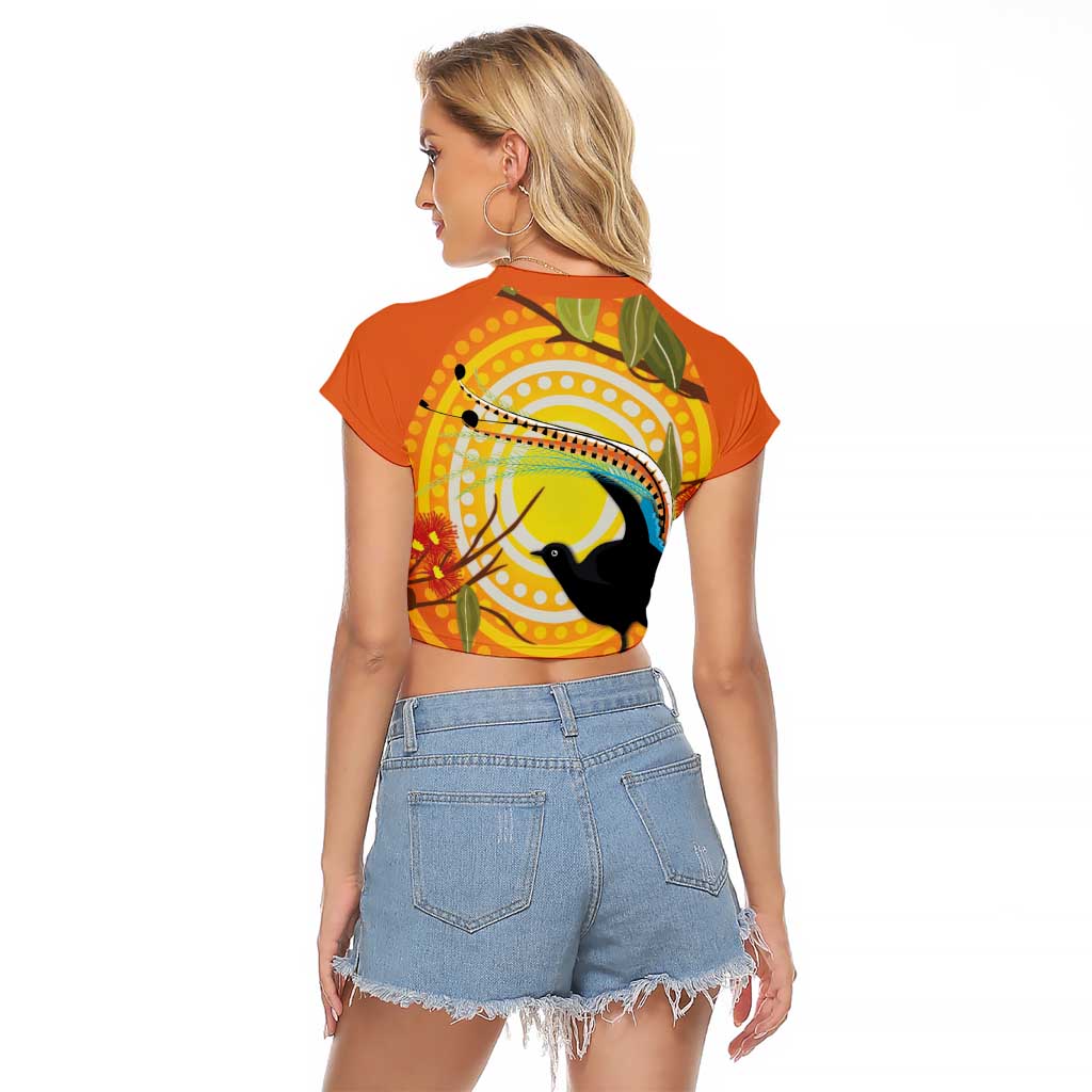 Australia Superb Lyrebird Raglan Cropped T Shirt Aboriginal Art