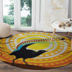Australia Superb Lyrebird Round Carpet Aboriginal Art