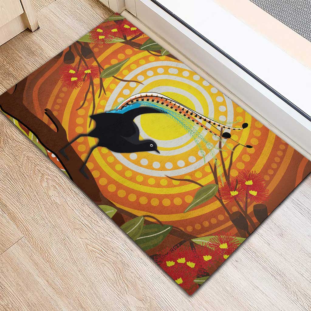 Australia Superb Lyrebird Rubber Doormat Aboriginal Art