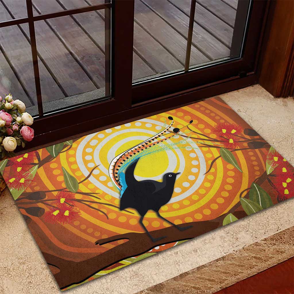 Australia Superb Lyrebird Rubber Doormat Aboriginal Art