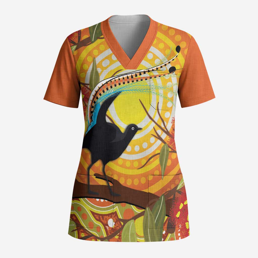 Australia Superb Lyrebird Scrub Top Aboriginal Art - Aussie Hoodie