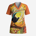Australia Superb Lyrebird Scrub Top Aboriginal Art - Aussie Hoodie