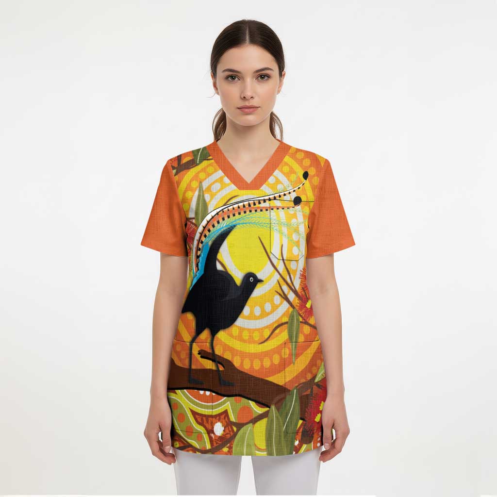 Australia Superb Lyrebird Scrub Top Aboriginal Art - Aussie Hoodie