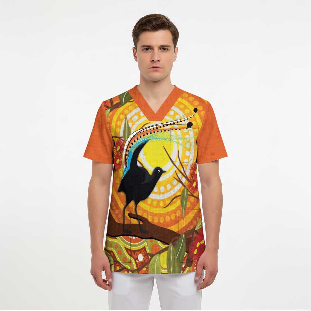 Australia Superb Lyrebird Scrub Top Aboriginal Art - Aussie Hoodie