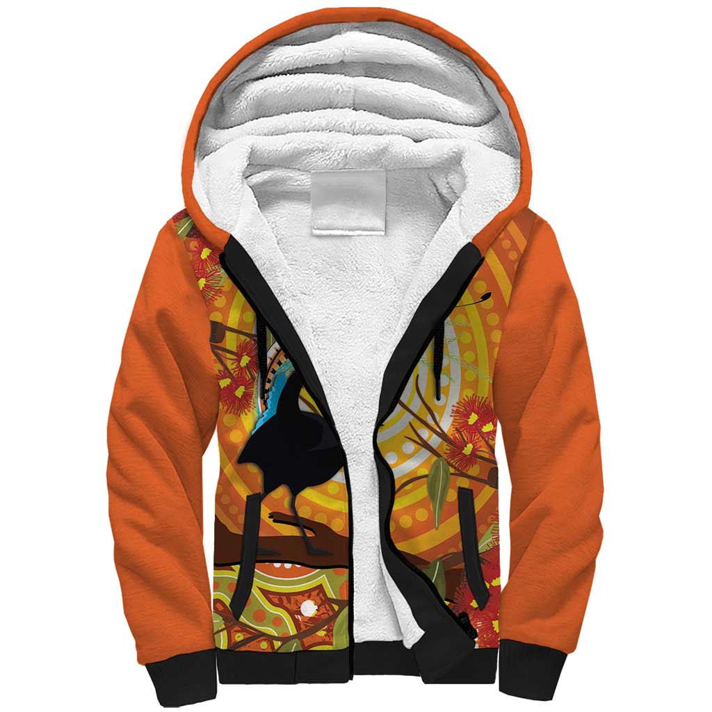 Australia Superb Lyrebird Sherpa Hoodie Aboriginal Art