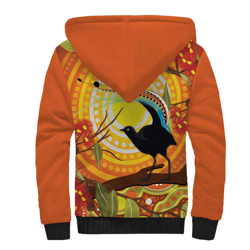 Australia Superb Lyrebird Sherpa Hoodie Aboriginal Art