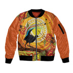 Australia Superb Lyrebird Sleeve Zip Bomber Jacket Aboriginal Art