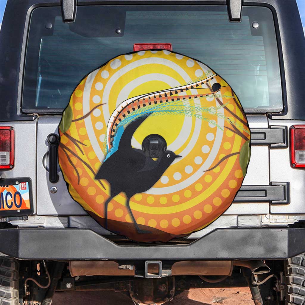Australia Superb Lyrebird Spare Tire Cover Aboriginal Art