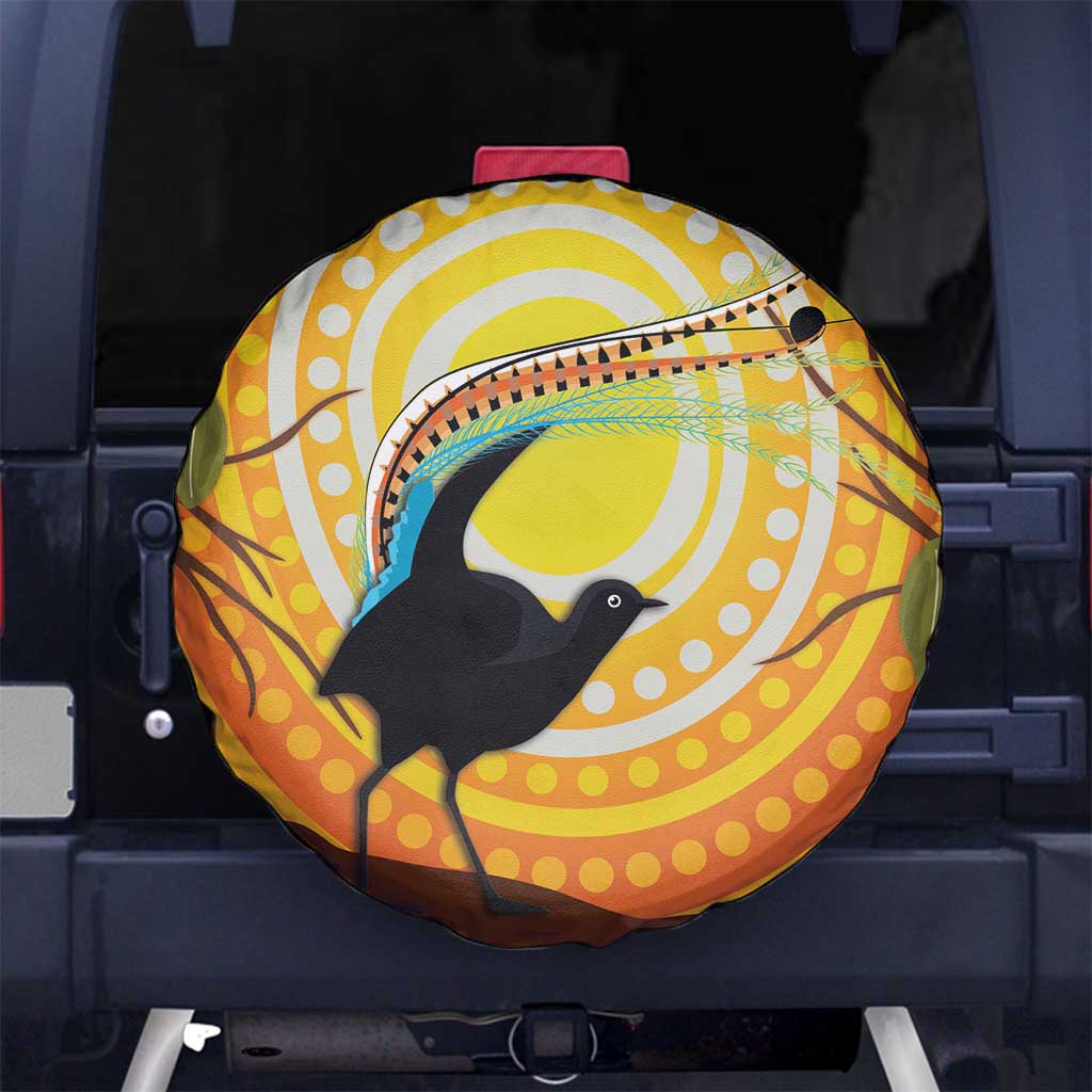 Australia Superb Lyrebird Spare Tire Cover Aboriginal Art