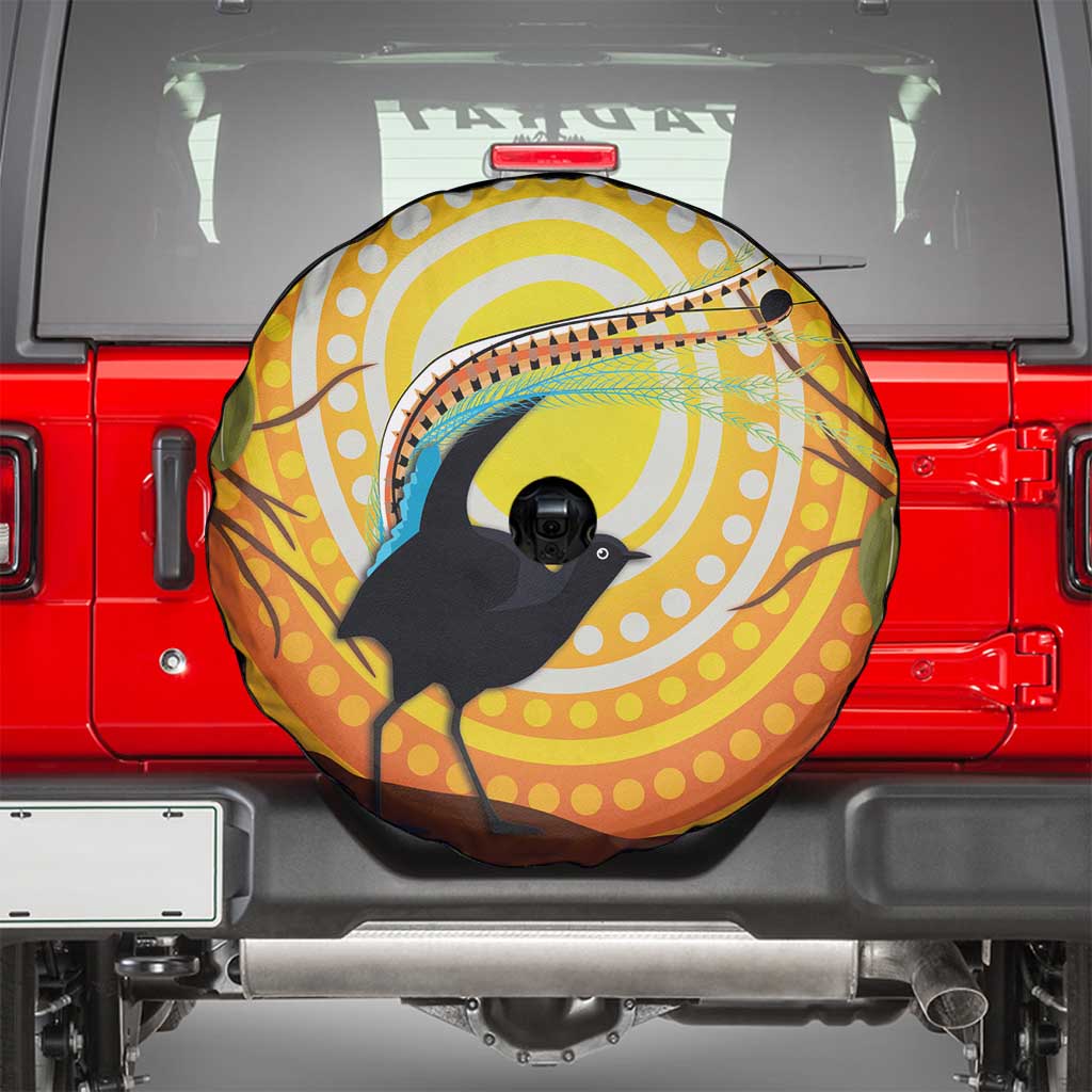 Australia Superb Lyrebird Spare Tire Cover Aboriginal Art
