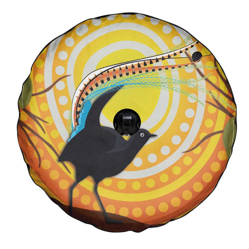 Australia Superb Lyrebird Spare Tire Cover Aboriginal Art