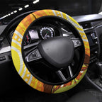 Australia Superb Lyrebird Steering Wheel Cover Aboriginal Art