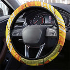Australia Superb Lyrebird Steering Wheel Cover Aboriginal Art