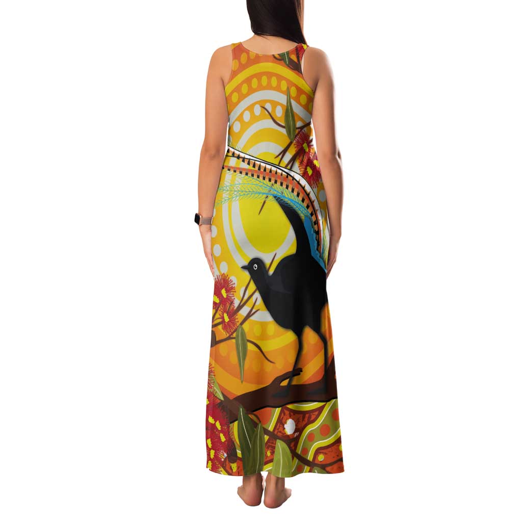 Australia Superb Lyrebird Tank Maxi Dress Aboriginal Art