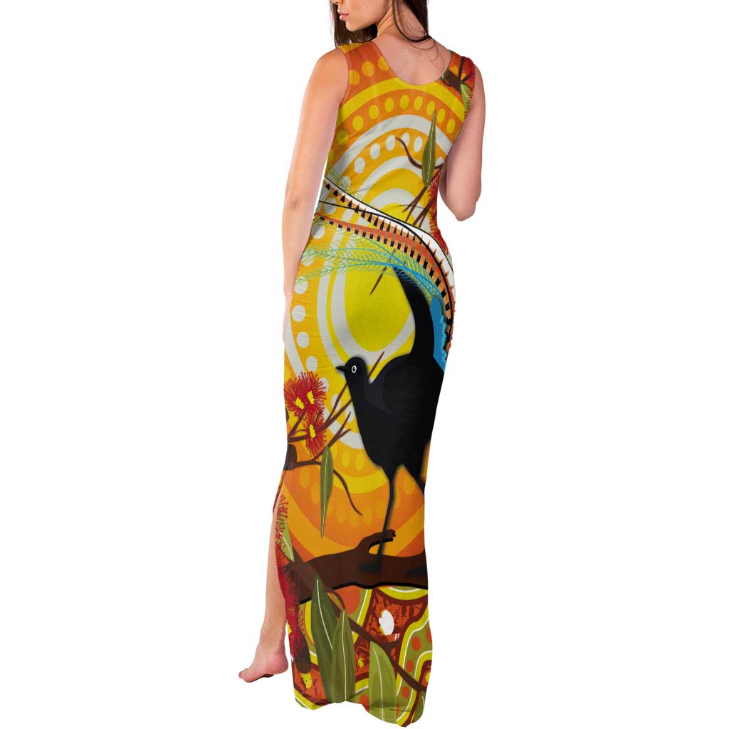 Australia Superb Lyrebird Tank Maxi Dress Aboriginal Art