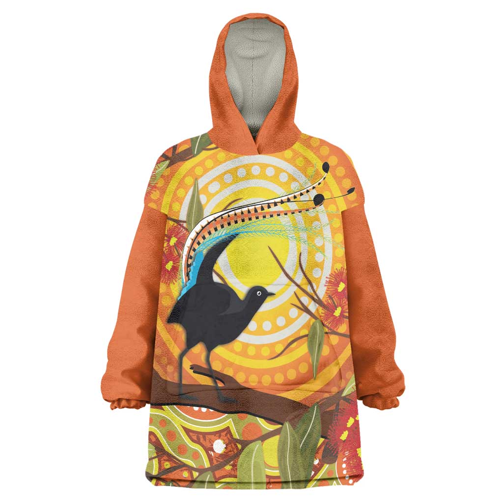 Australia Superb Lyrebird Wearable Blanket Hoodie Aboriginal Art