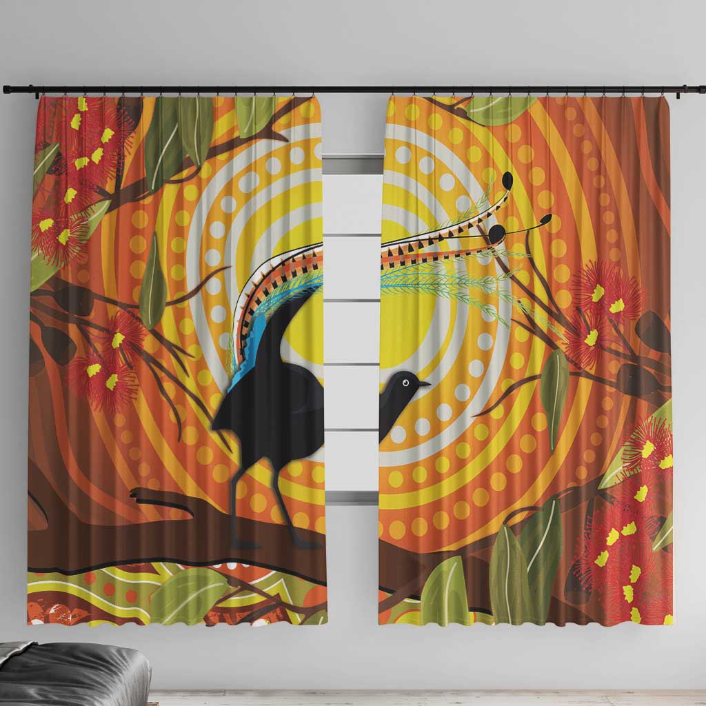 Australia Superb Lyrebird Window Curtain Aboriginal Art