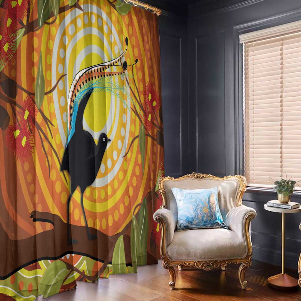 Australia Superb Lyrebird Window Curtain Aboriginal Art