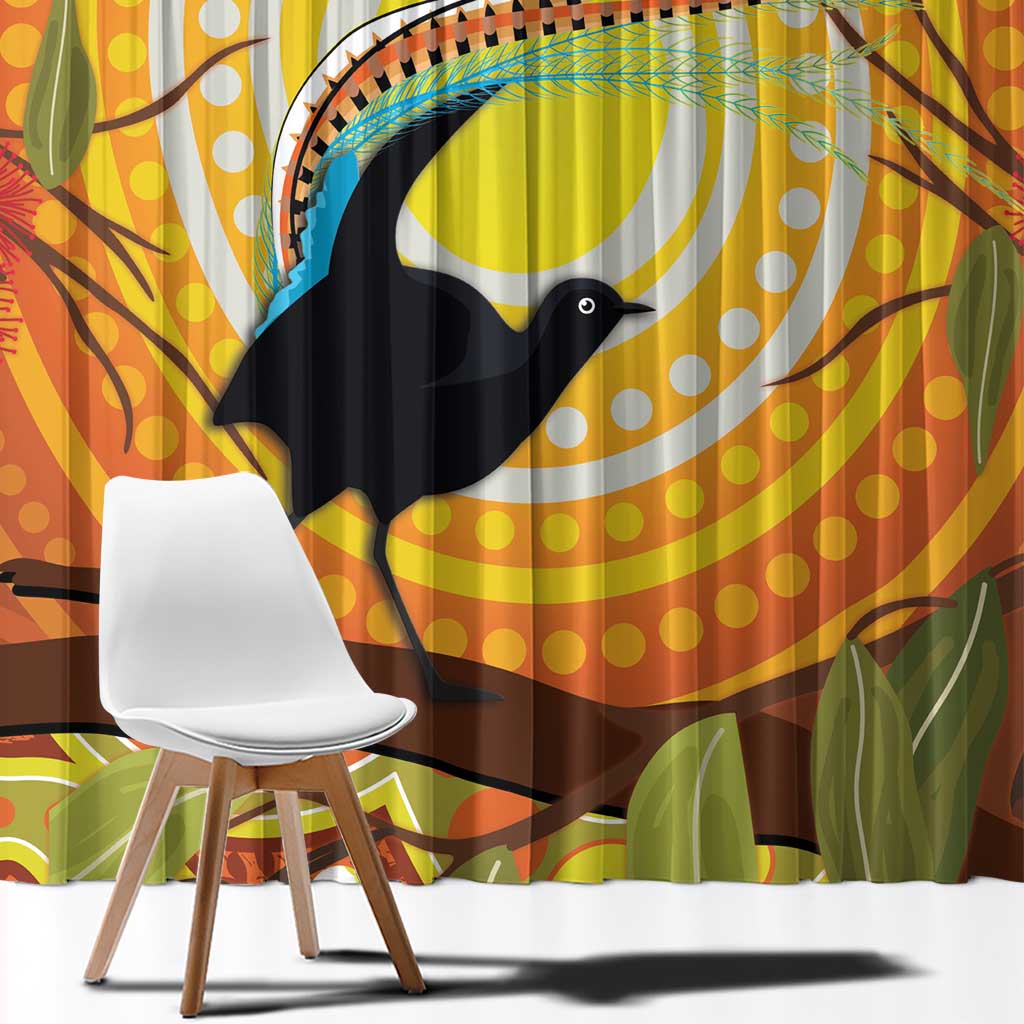 Australia Superb Lyrebird Window Curtain Aboriginal Art