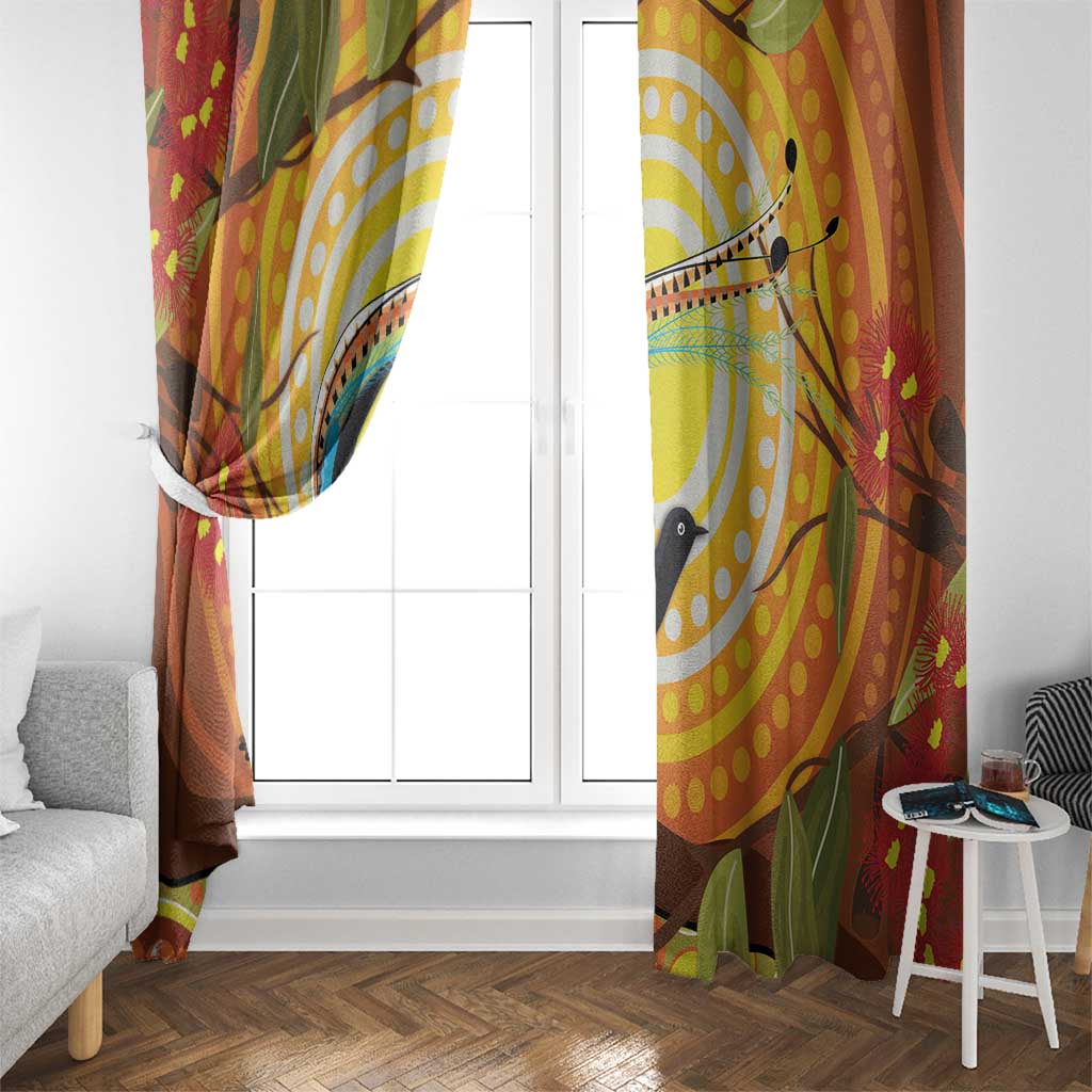 Australia Superb Lyrebird Window Curtain Aboriginal Art