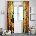 Australia Superb Lyrebird Window Curtain Aboriginal Art