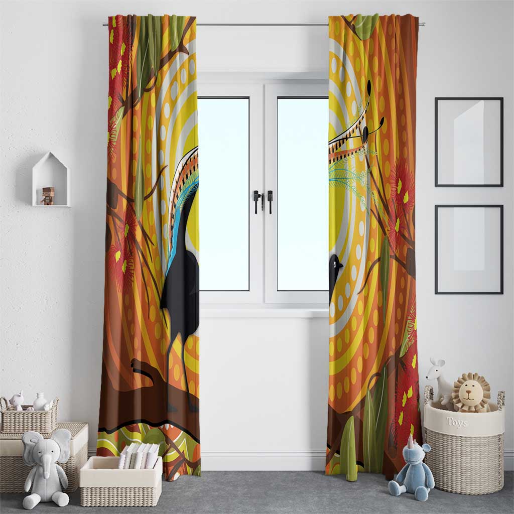 Australia Superb Lyrebird Window Curtain Aboriginal Art