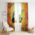 Australia Superb Lyrebird Window Curtain Aboriginal Art